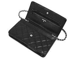 CHANEL セレブ愛用 キャビアスキン チェーンウォレット 国内発送 シャネル チェーンウォレット キャビアスキン ブラック
